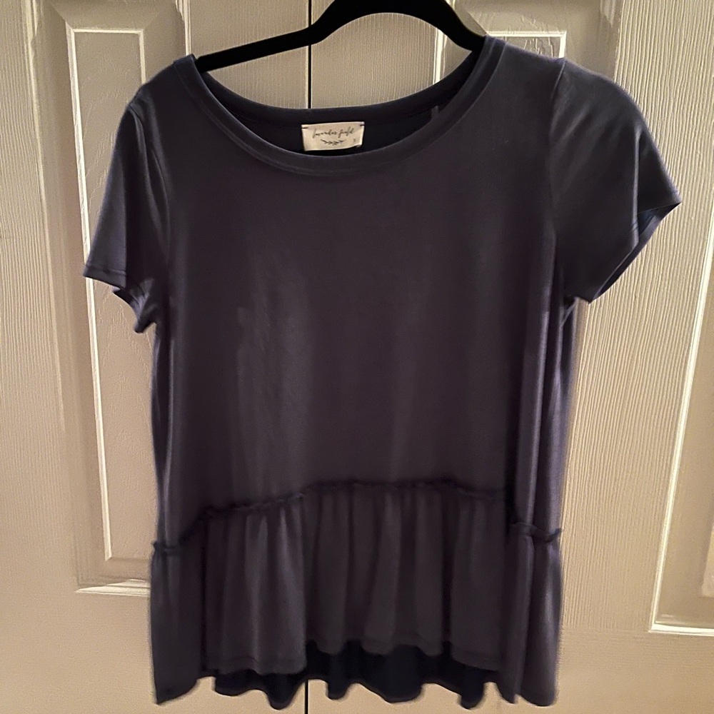 Indigo/Navy Peplum Short Sleeve